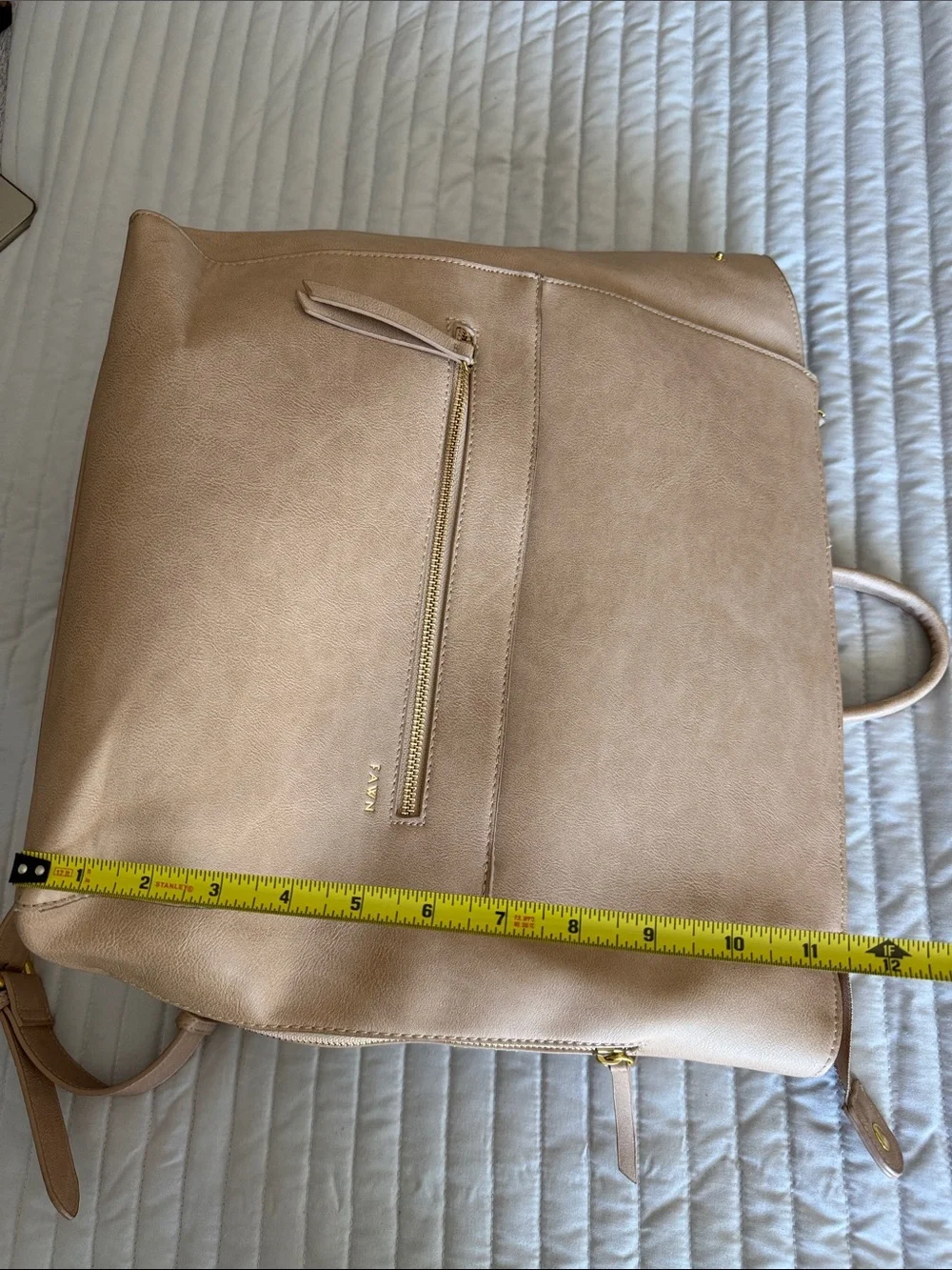Fawn Design Neutral Beige Convertible Leather Backpack